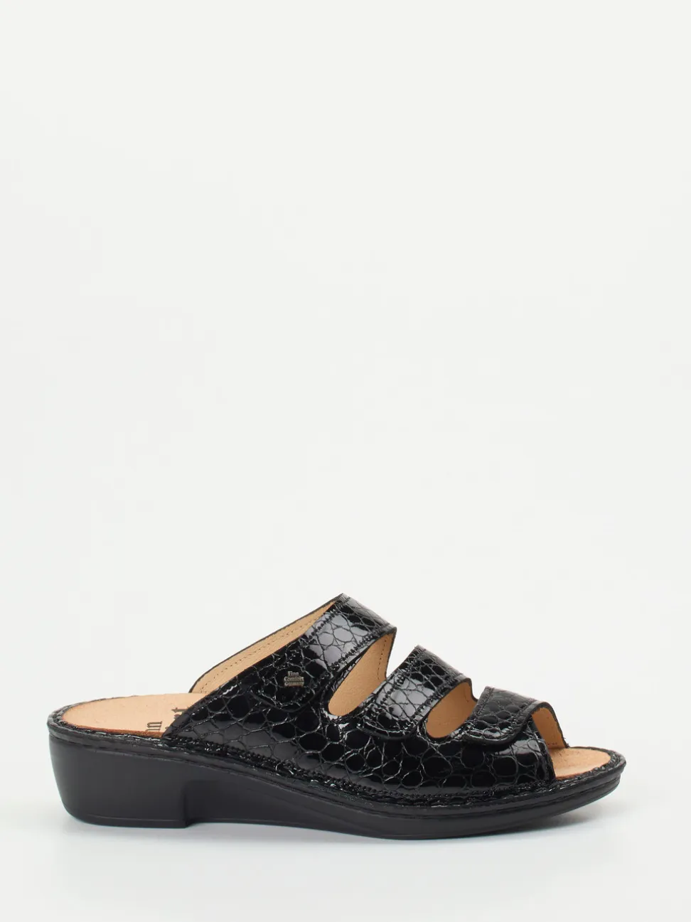 Finn Comfort – Pantolette aus Reptilleder schwarz