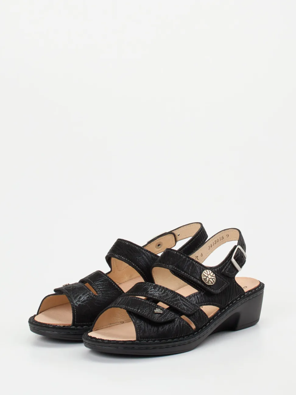 Finn Comfort – Sandalen aus geprägtem Leder Schwarz