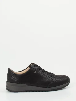 Finn Comfort – Schnürschuh aus Metallicleder schwarz