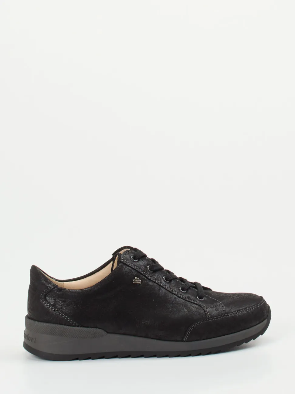 Finn Comfort – Schnürschuh aus Metallicleder schwarz