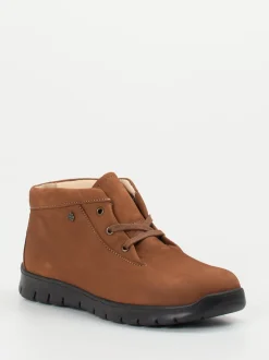Finn Comfort – Schnürstiefelette aus Nubukleder braun