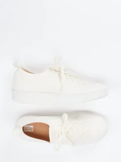 FitFlop – Sneaker aus Textilstrick in Cremeweiß