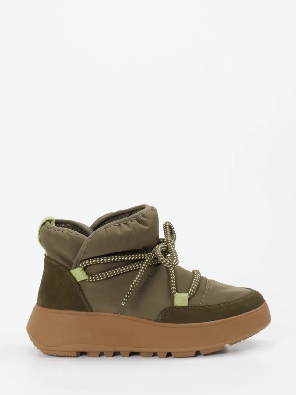 FitFlop – Winter-Boots aus Textil und Veloursleder olivgrün
