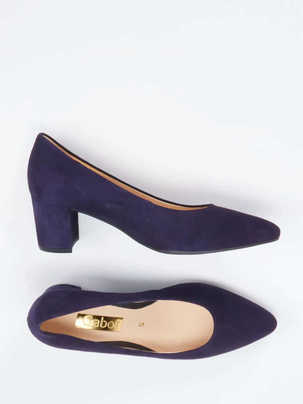 Gabor – Blockabsatz-Pumps aus Veloursleder Dunkelviolett