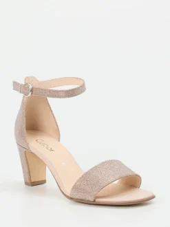 Gabor – High Heel Sandalette aus Metallicleder Roségold