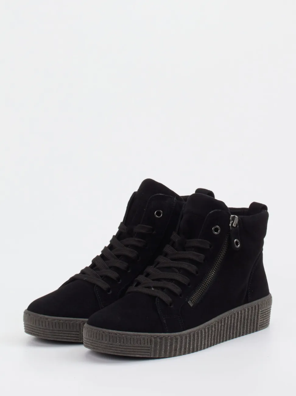 Gabor – High-Top Sneaker aus Veloursleder Schwarz