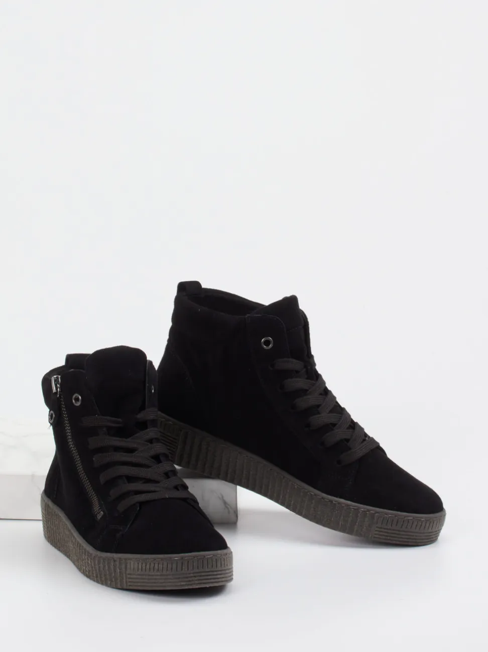 Gabor – High-Top Sneaker aus Veloursleder Schwarz