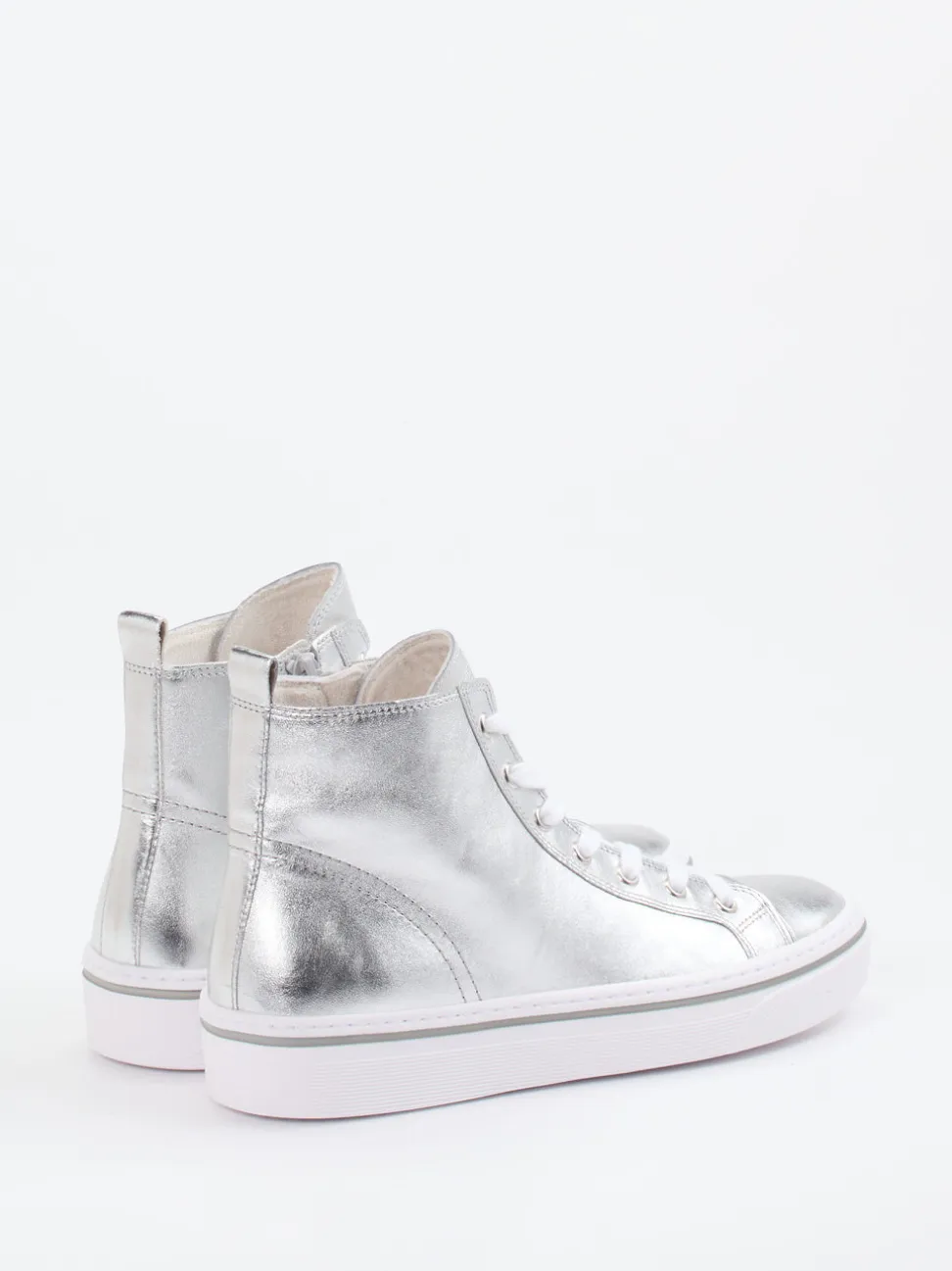Gabor – High-Top-Sneaker aus Metallicleder silber