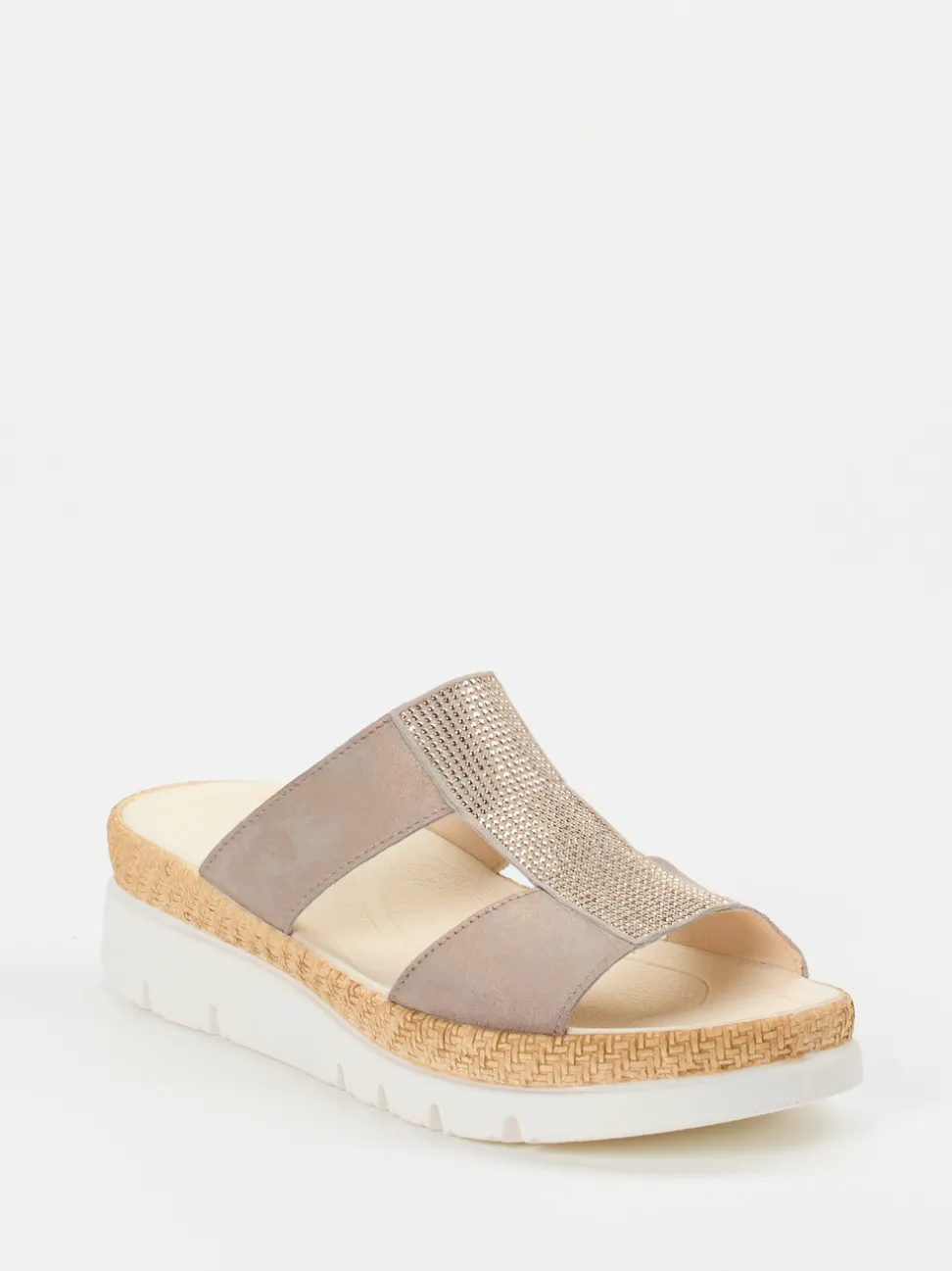 Gabor – Komfort-Pantoletten aus Veloursleder Taupe