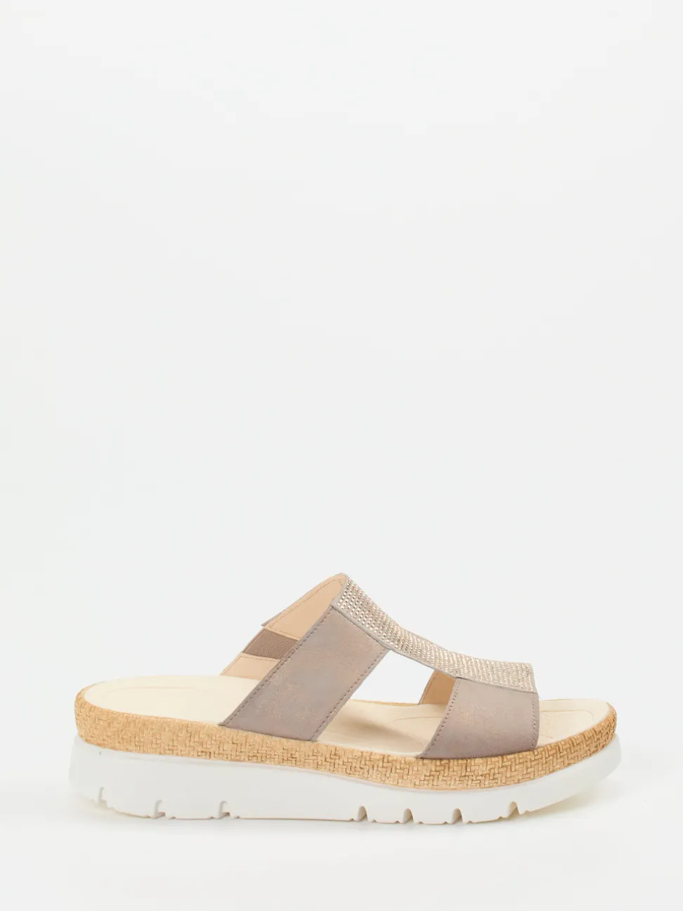 Gabor – Komfort-Pantoletten aus Veloursleder Taupe