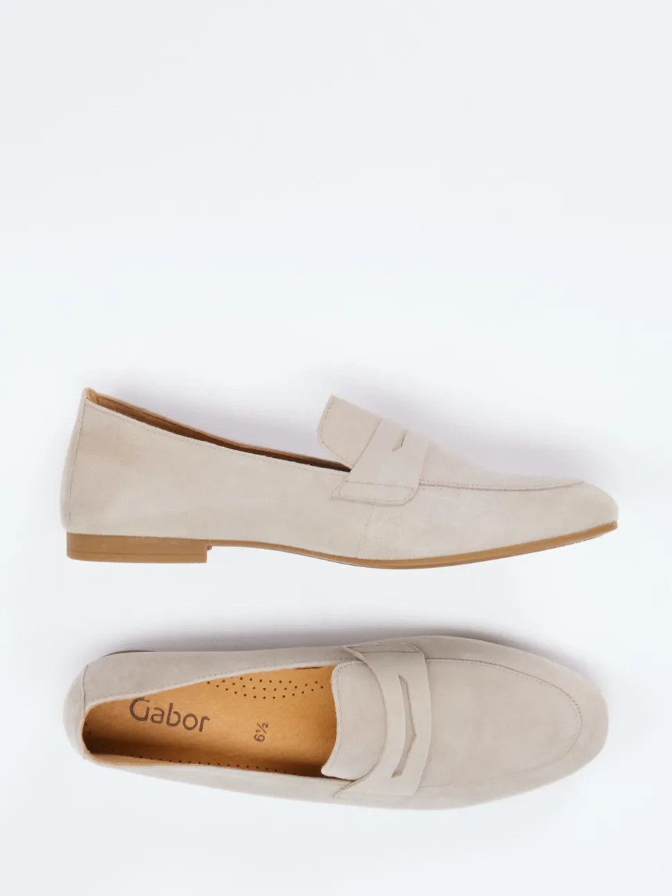 Gabor – Loafer aus Veloursleder in Beigegrau