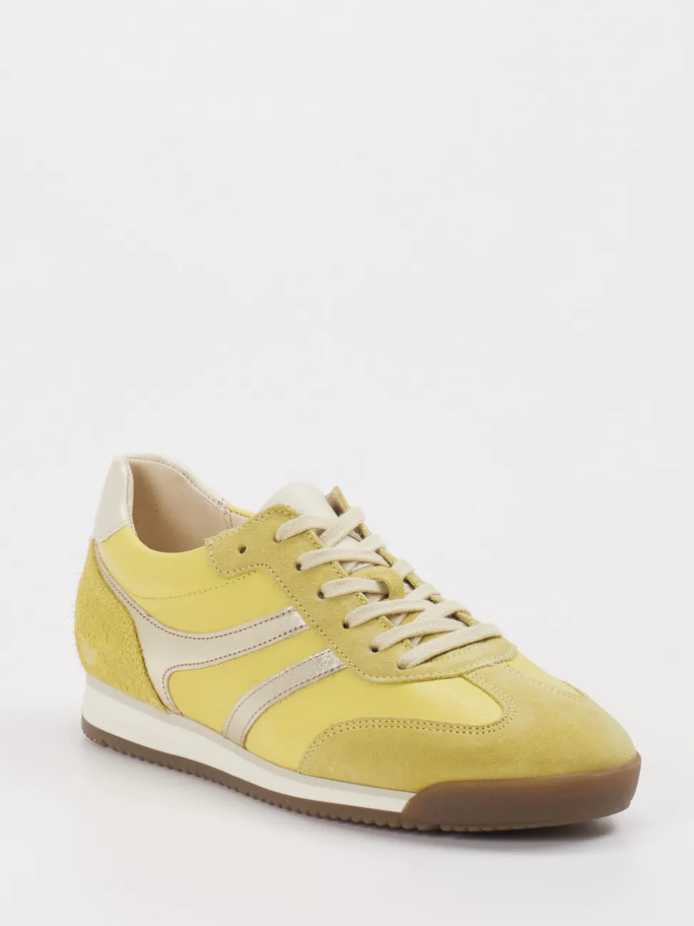 Gabor – Retro-Sneaker aus Veloursleder Pastellgelb