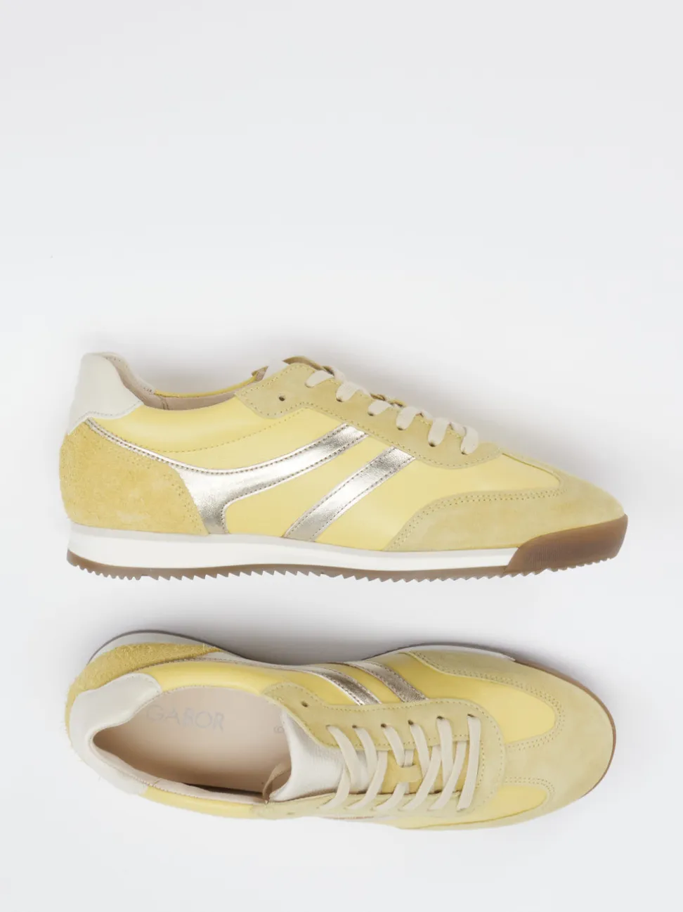 Gabor – Retro-Sneaker aus Veloursleder Pastellgelb