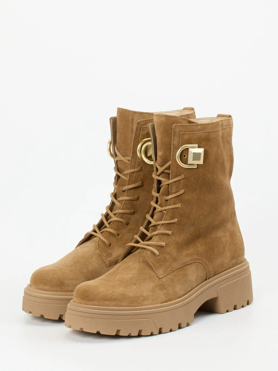 Gabor – Schnürboots aus Veloursleder camelbraun