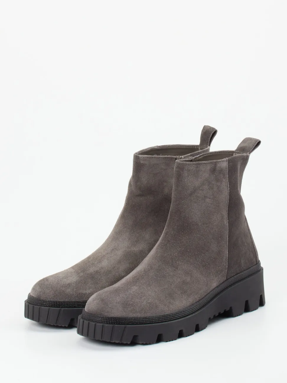 Gabor – Stiefelette aus Veloursleder in Steingrau