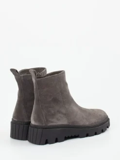 Gabor – Stiefelette aus Veloursleder in Steingrau