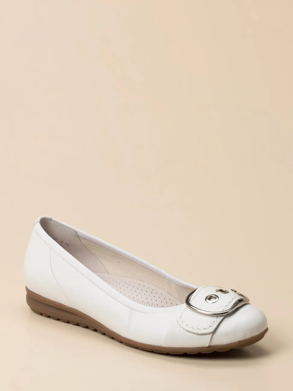 Gabor Comfort – Ballerina aus Kalbleder weiß
