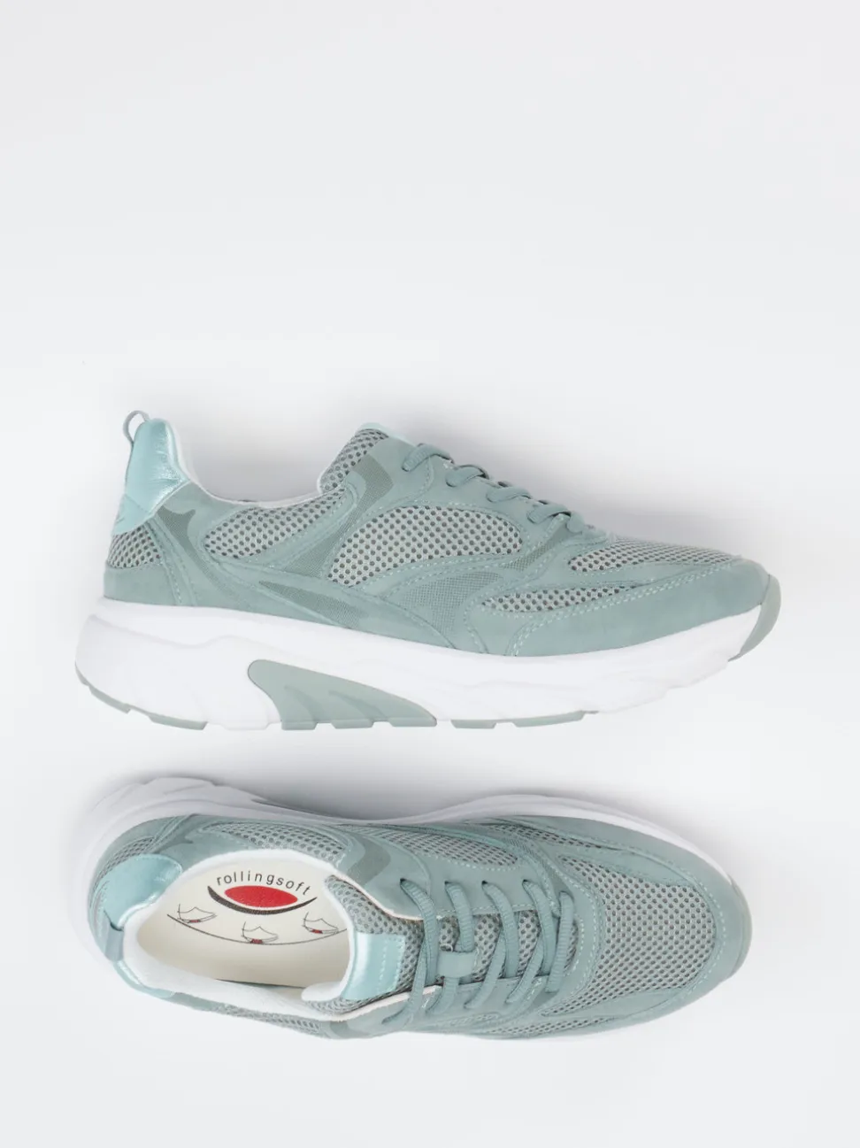 Gabor Comfort – Chunky Sneaker aus Velour/Textil grün