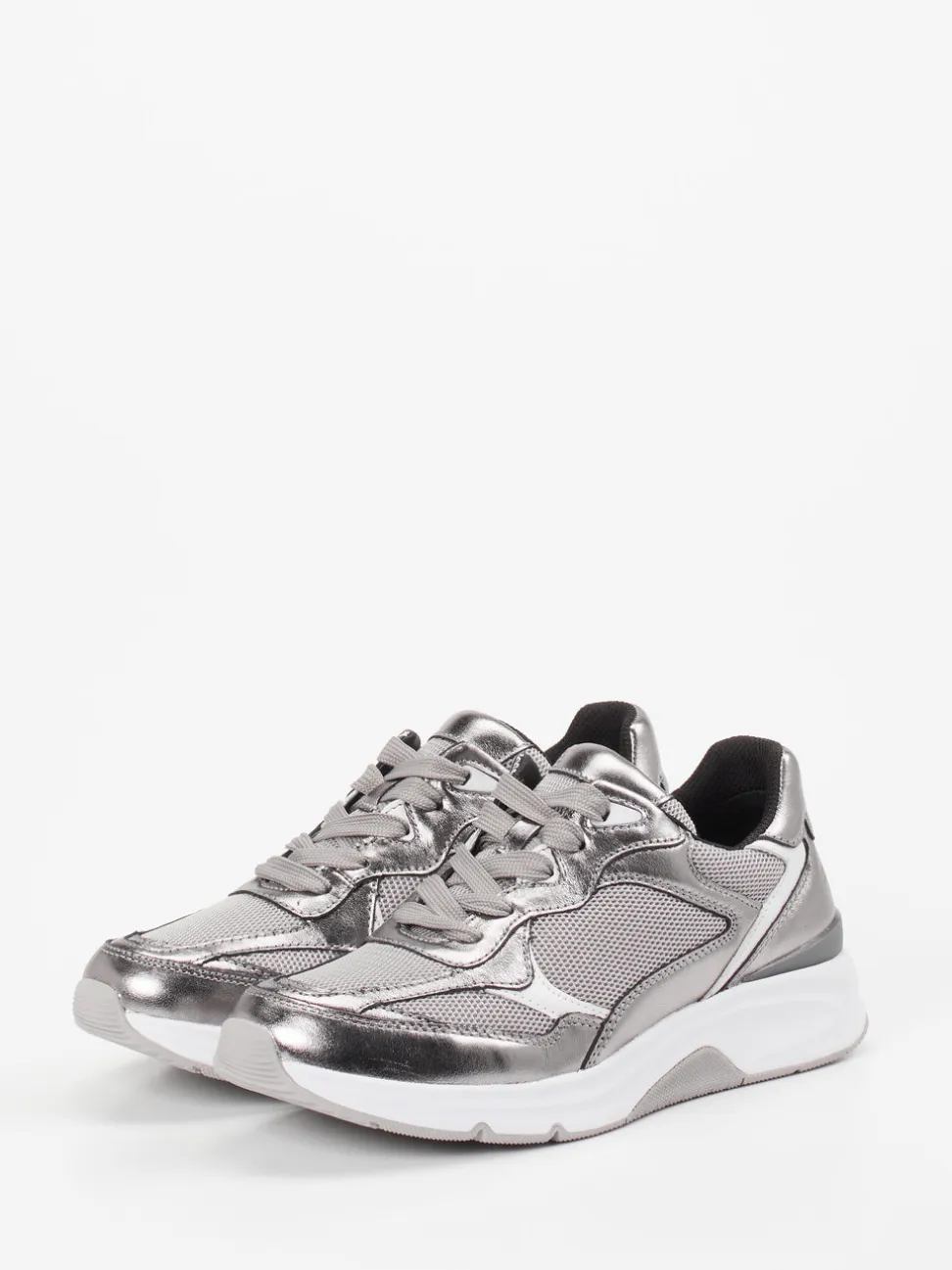 Gabor Comfort – Chunky-Sneaker aus Metallicleder silber