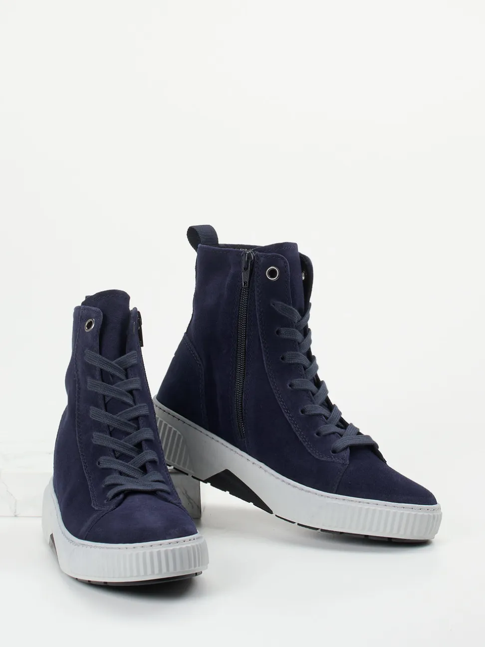Gabor Comfort – High-Top Sneaker aus Veloursleder Dunkelblau