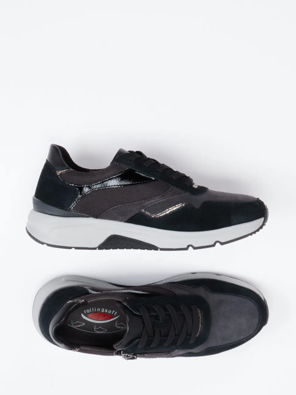 Gabor Comfort – Komfort-Sneaker aus Veloursleder Anthrazit