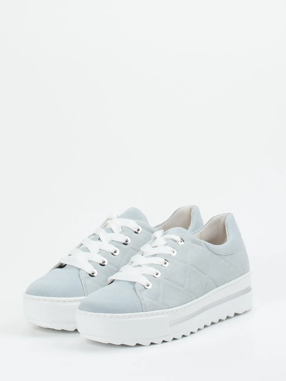 Gabor Comfort – Plateau-Sneaker aus Veloursleder hellblau