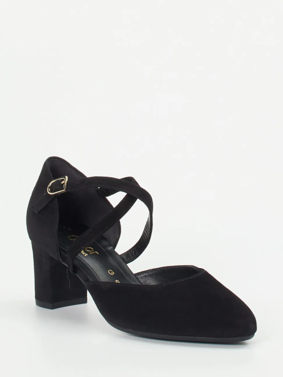 Gabor Comfort – Riemchenpumps aus Veloursleder schwarz
