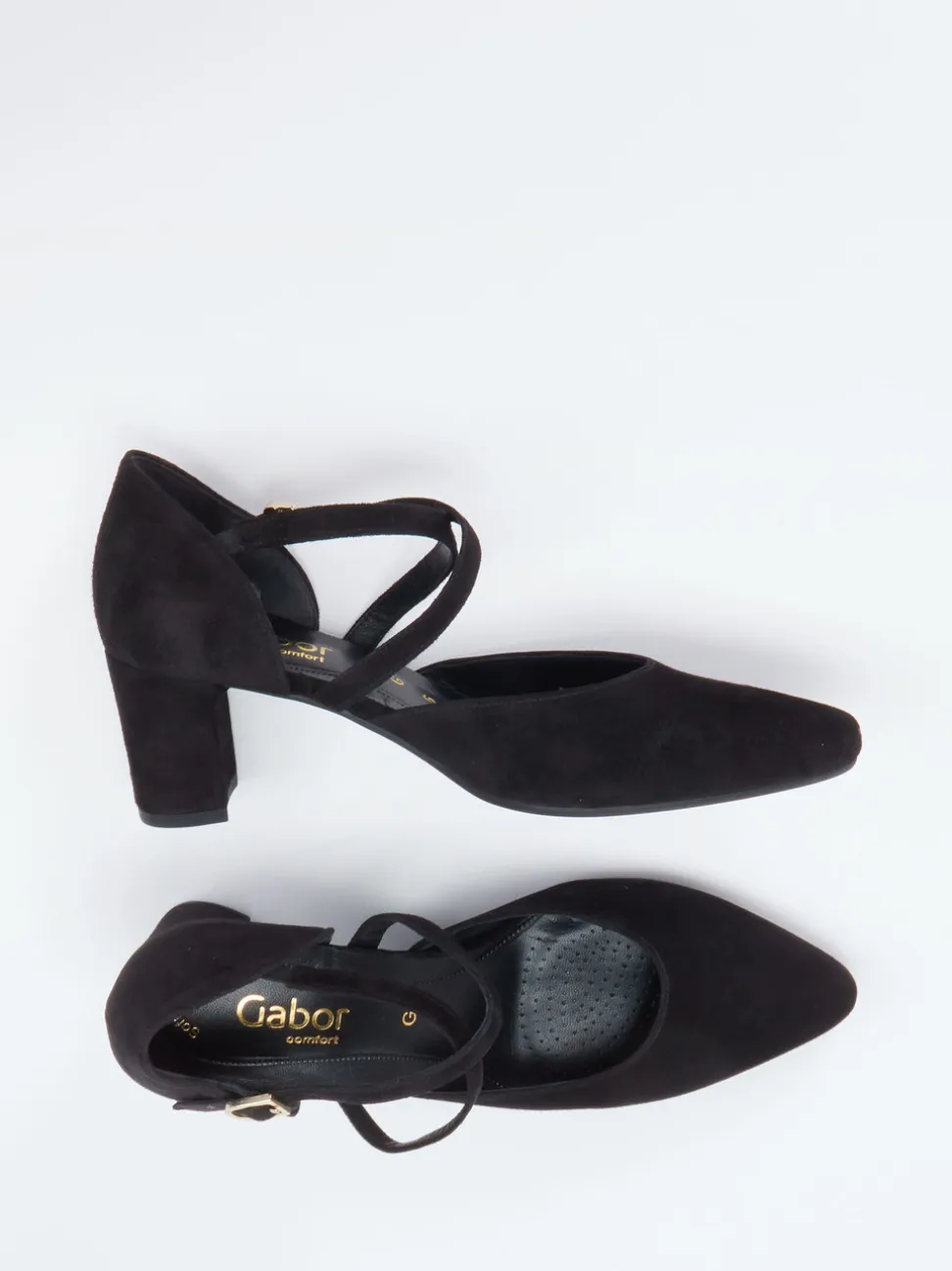 Gabor Comfort – Riemchenpumps aus Veloursleder schwarz