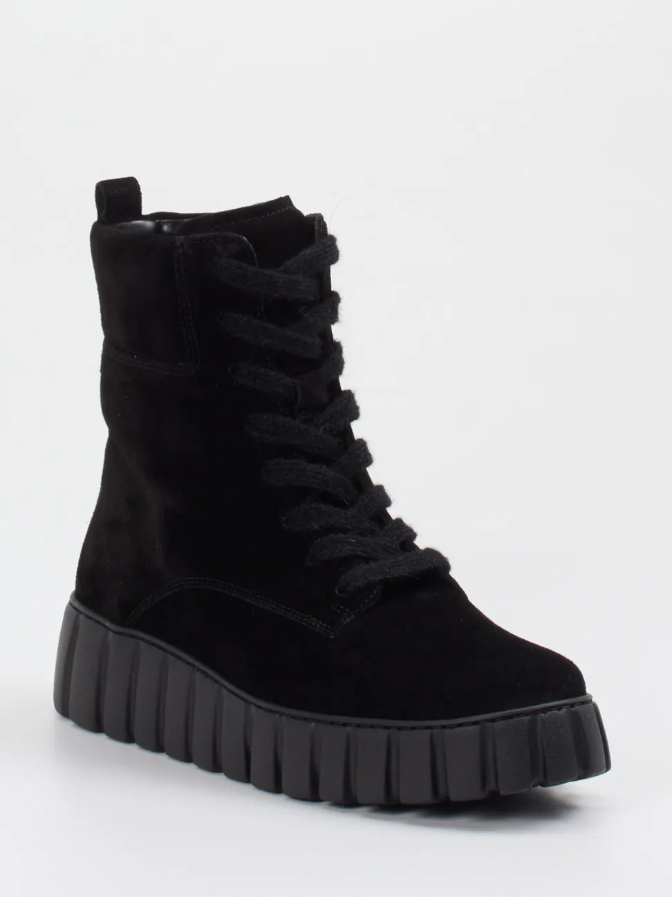 Gabor Comfort – Schnürboots aus Veloursleder schwarz