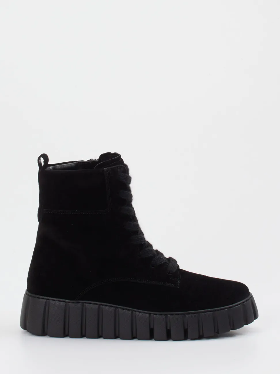 Gabor Comfort – Schnürboots aus Veloursleder schwarz