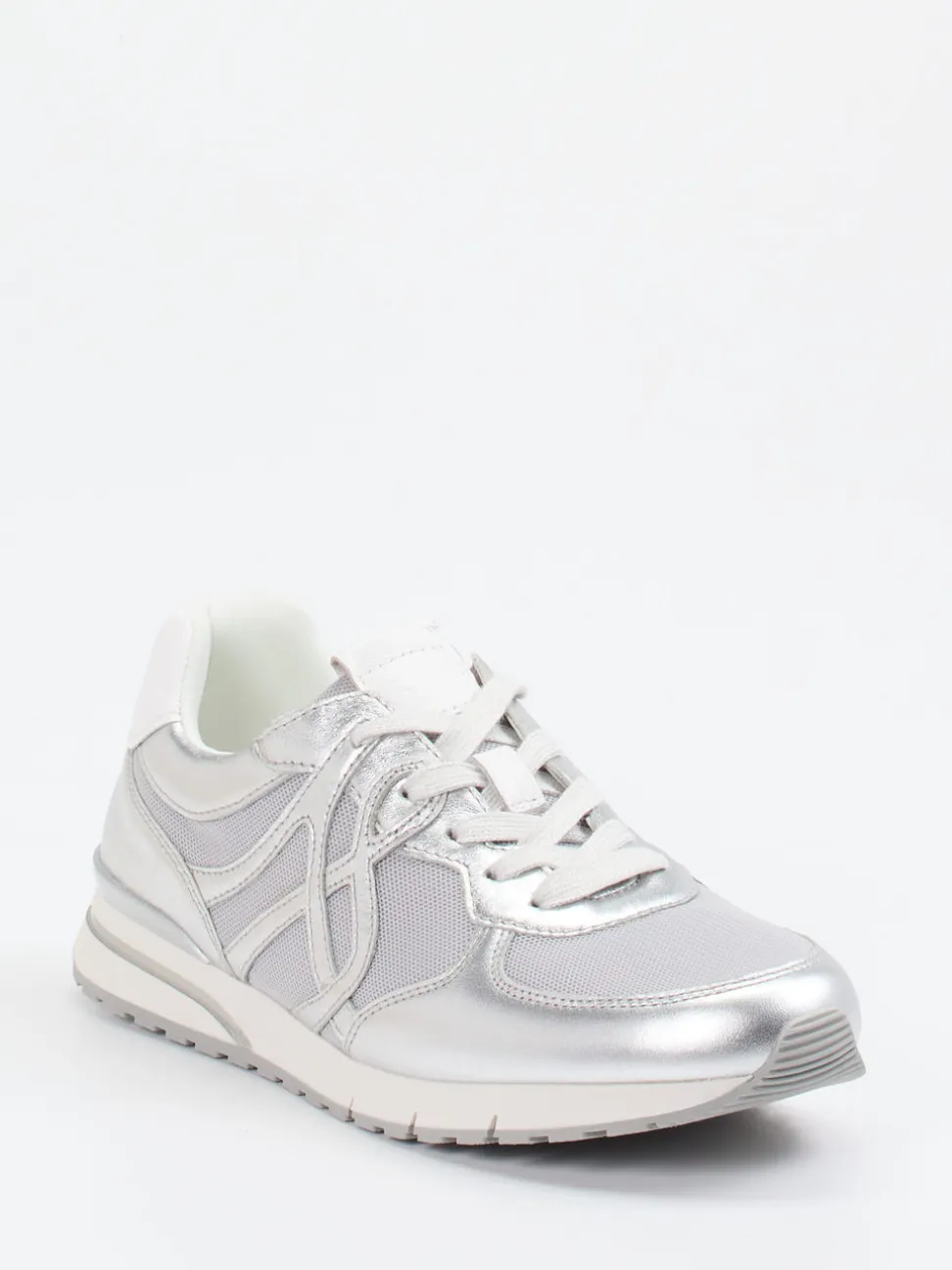 Gabor Comfort – Sneaker aus Metallicleder silber