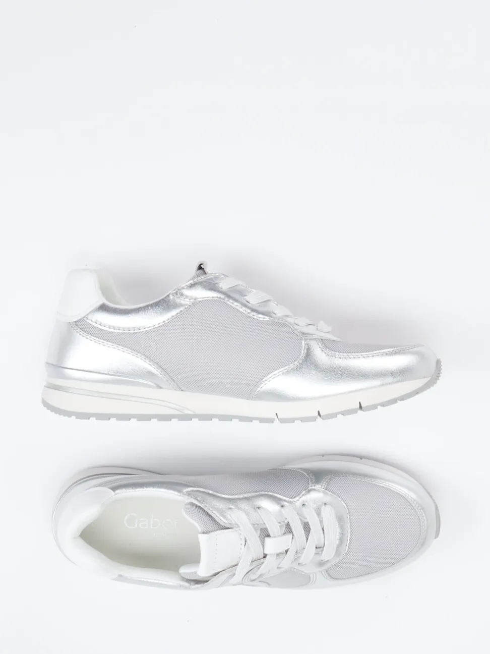 Gabor Comfort – Sneaker aus Metallicleder silber