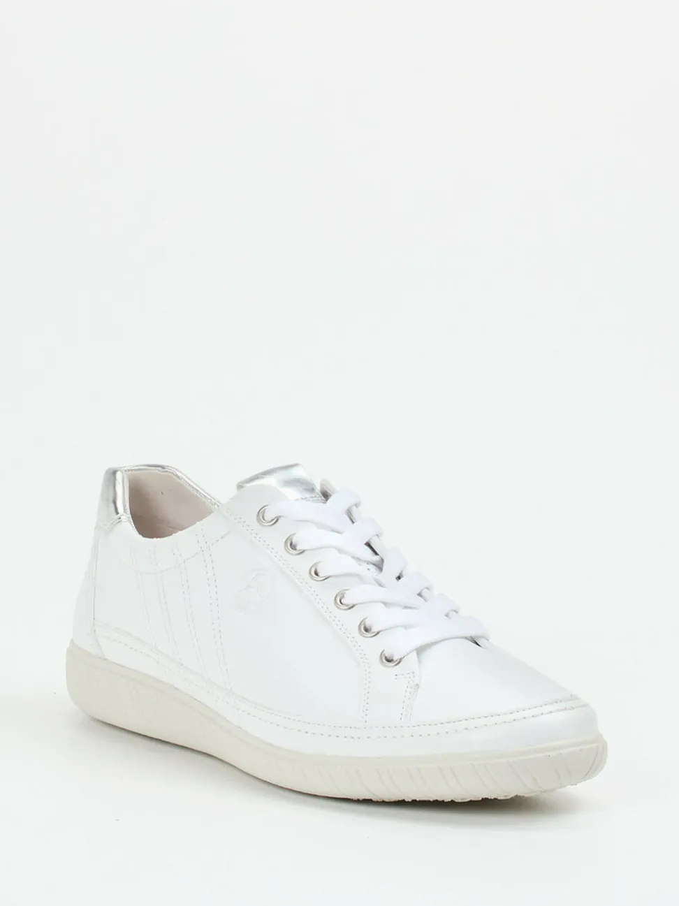 Gabor Comfort – Sneaker aus Kalbleder Weiß Silber