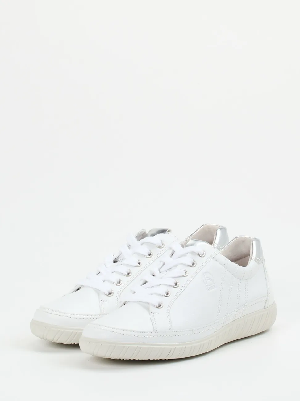 Gabor Comfort – Sneaker aus Kalbleder Weiß Silber