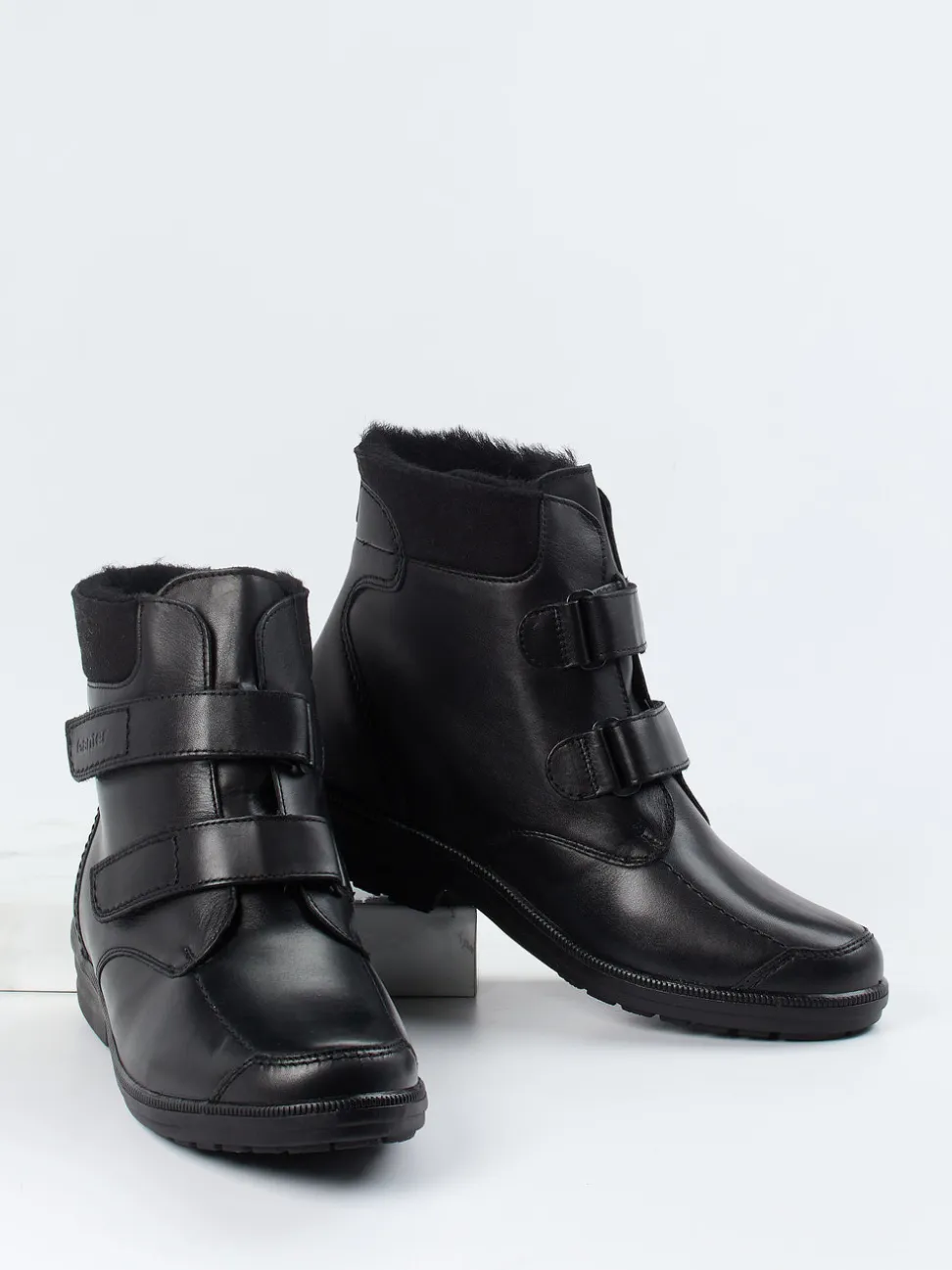 Ganter – Klettstiefelette aus Kalbleder Schwarz