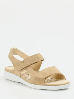 Ganter – Komfortsandale aus Veloursleder beige