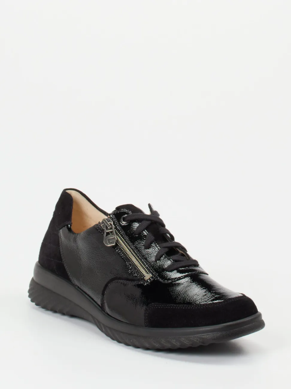 Ganter – Komfort-Sneaker aus Lackleder schwarz