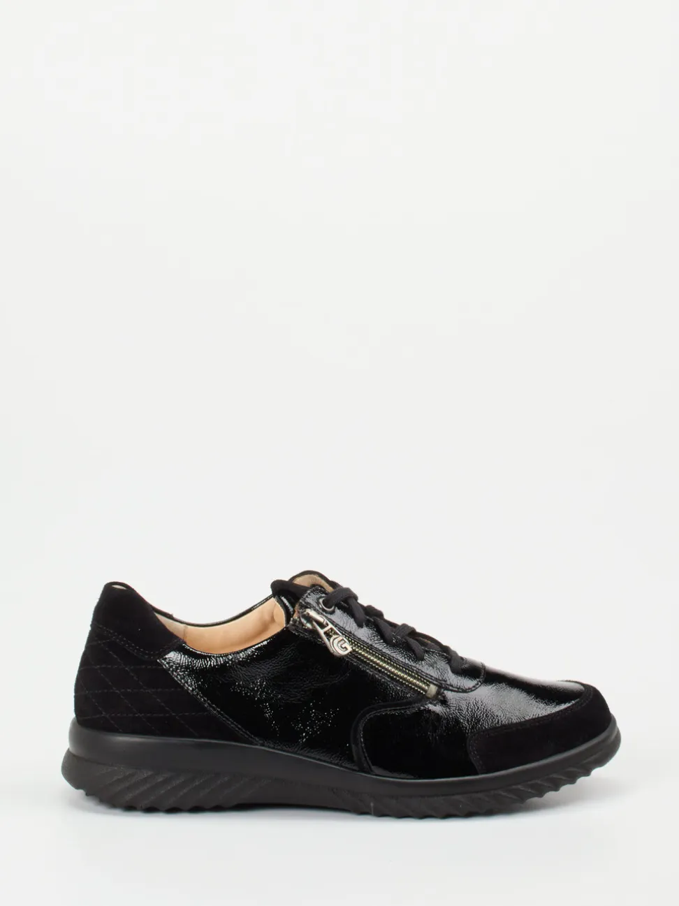 Ganter – Komfort-Sneaker aus Lackleder schwarz