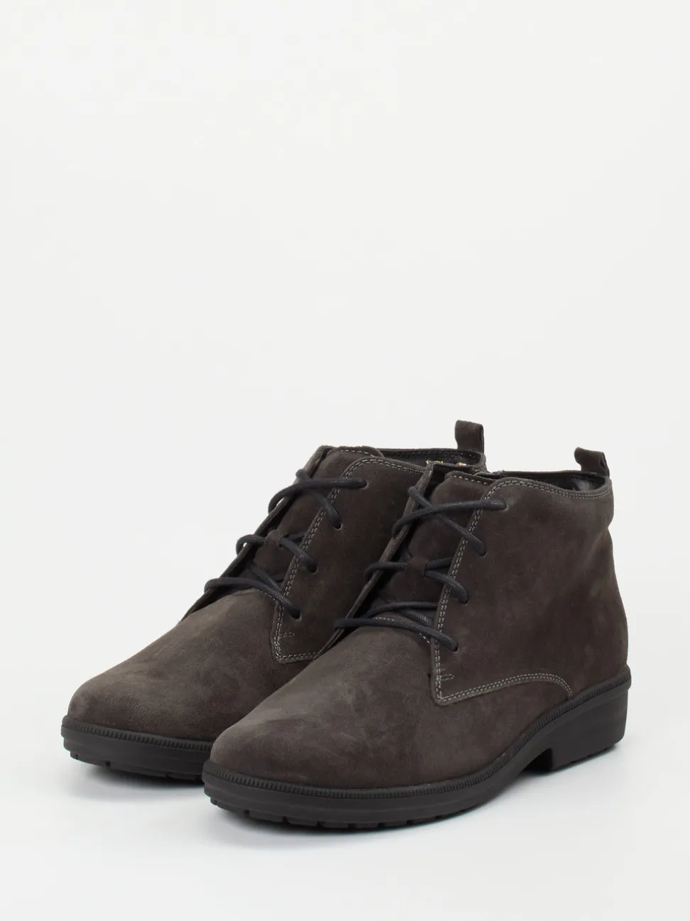 Ganter – Schnürstiefelette aus Veloursleder grau