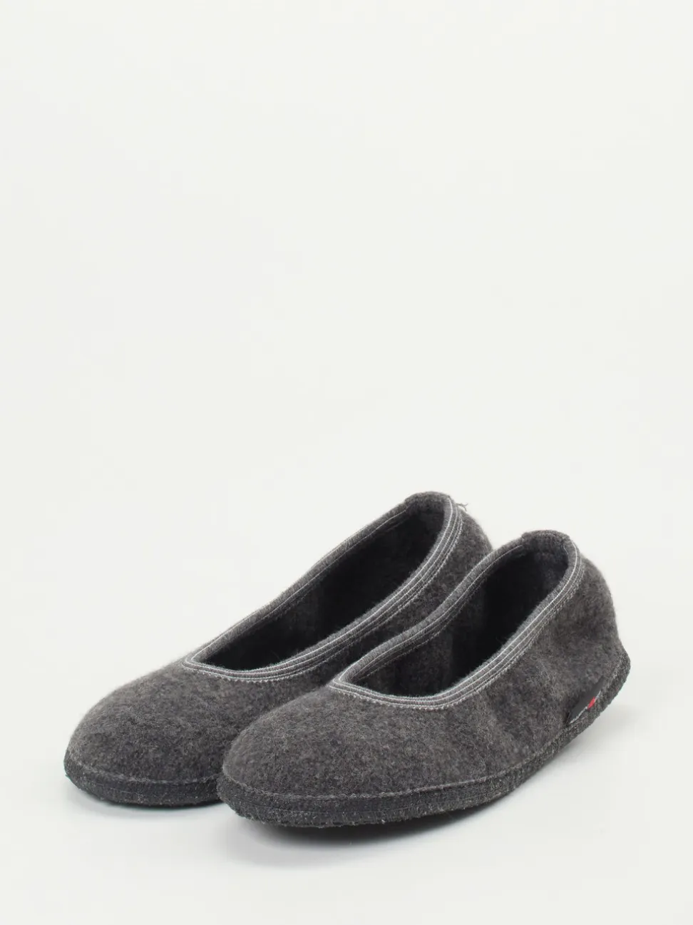 Haflinger – Ballerina-Hausschuh aus Wollfilz anthrazit