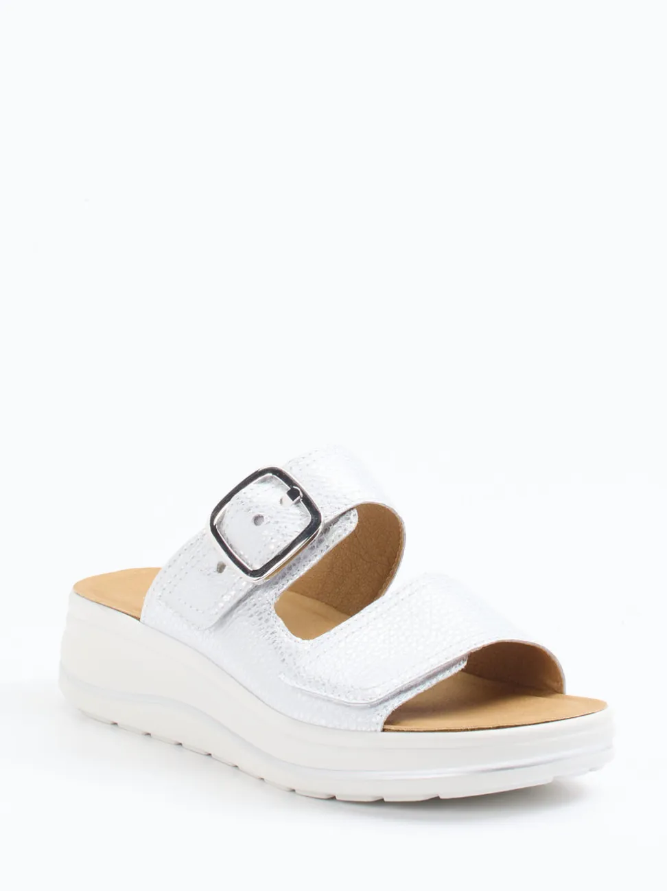 Hartjes – Komfort-Pantolette aus Metallic-Leder grau