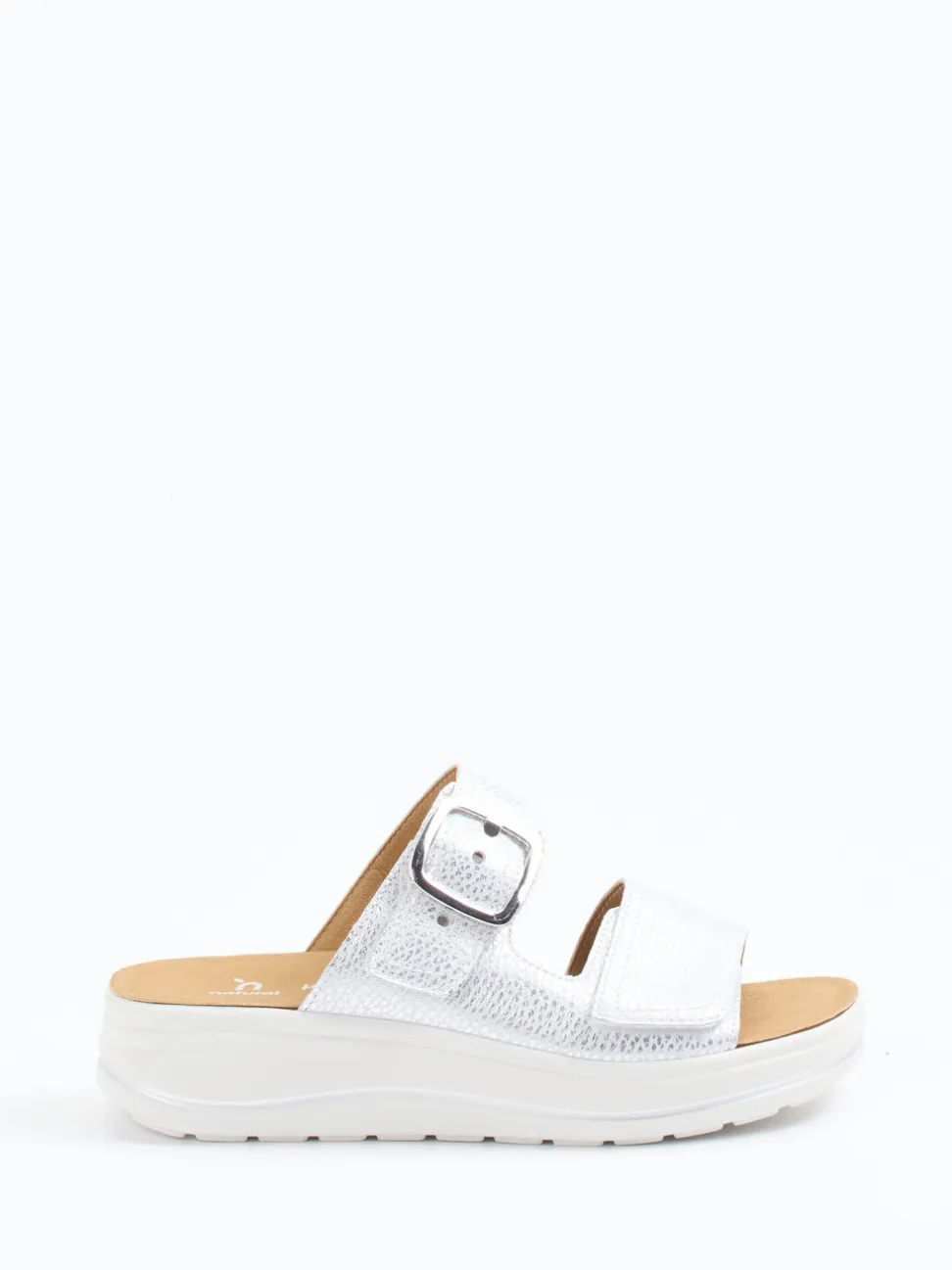 Hartjes – Komfort-Pantolette aus Metallic-Leder grau