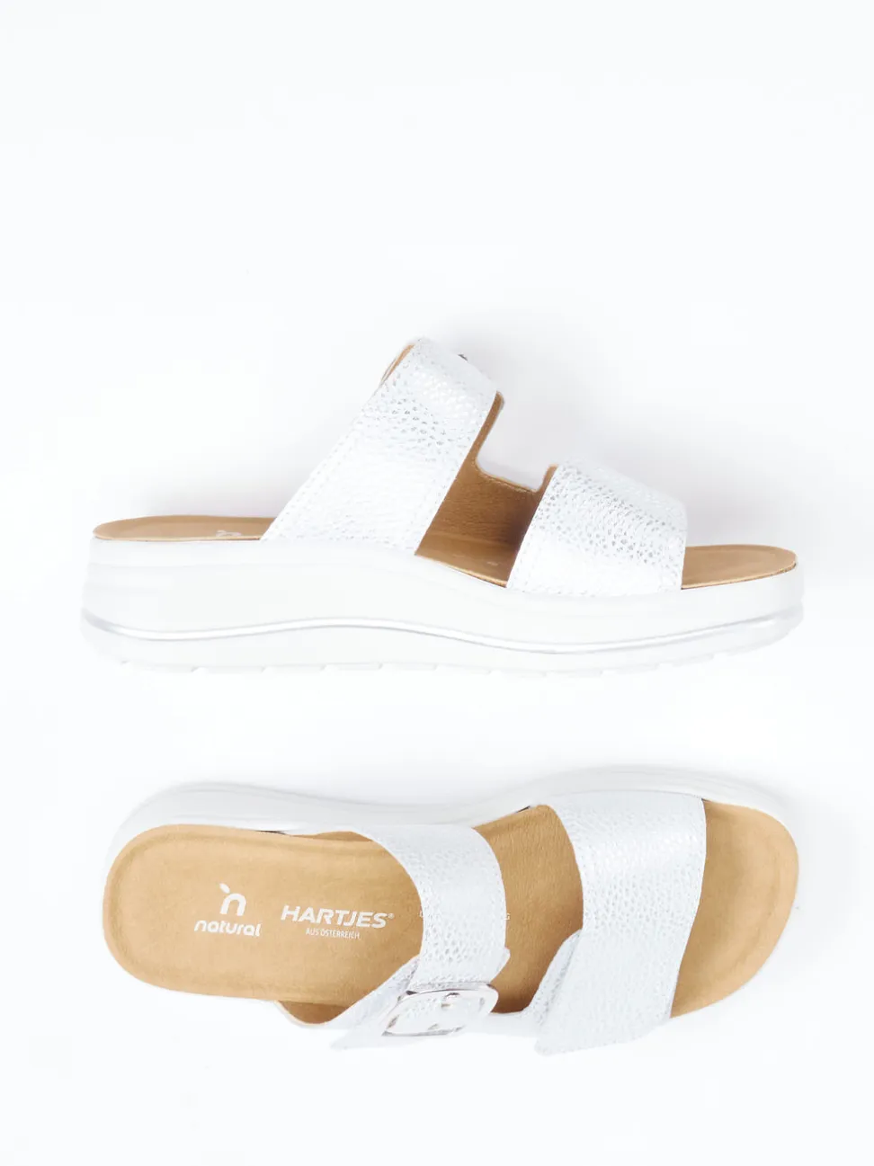 Hartjes – Komfort-Pantolette aus Metallic-Leder grau