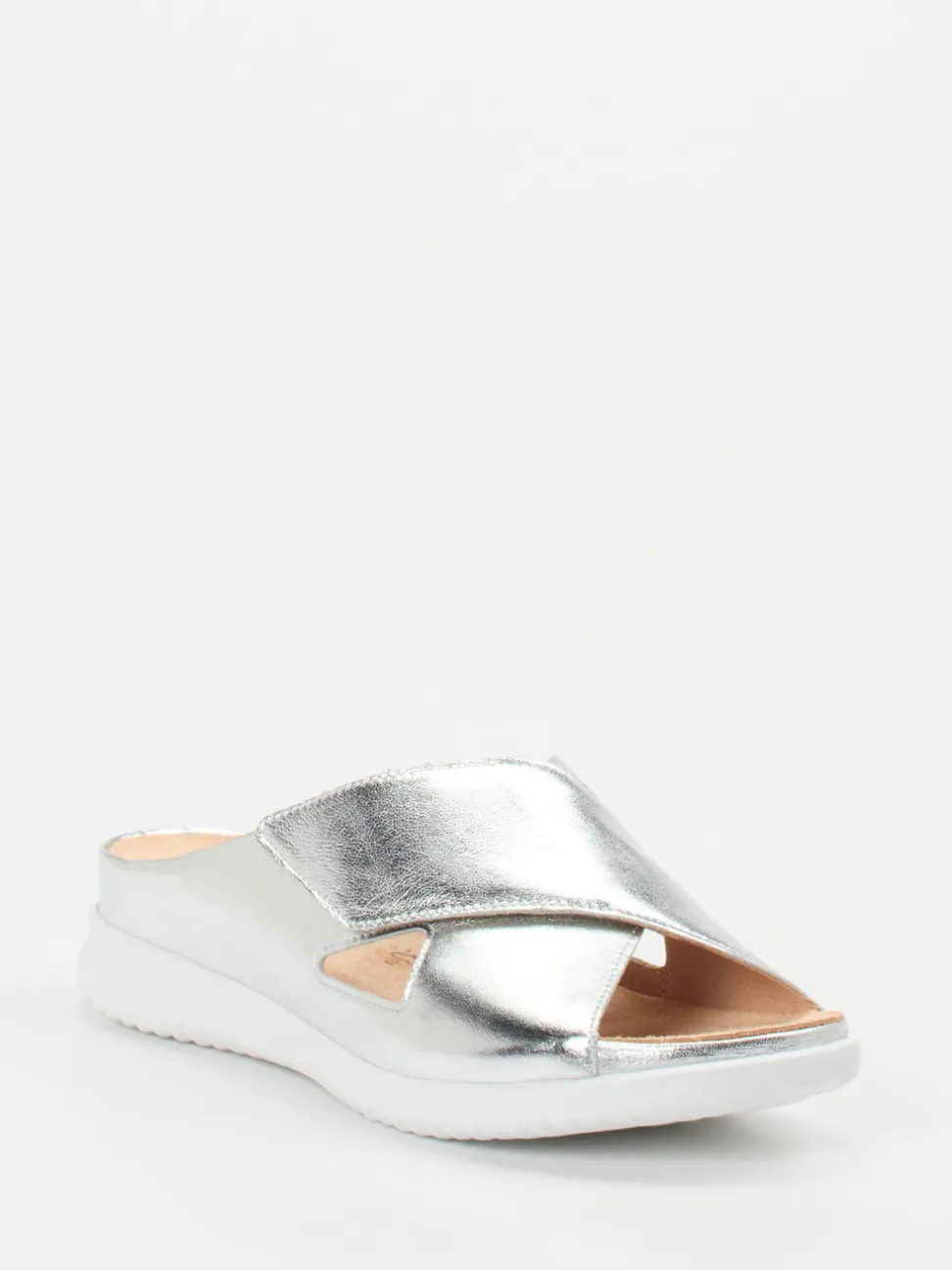 Hartjes – Komfort-Pantolette aus Metallicleder silber