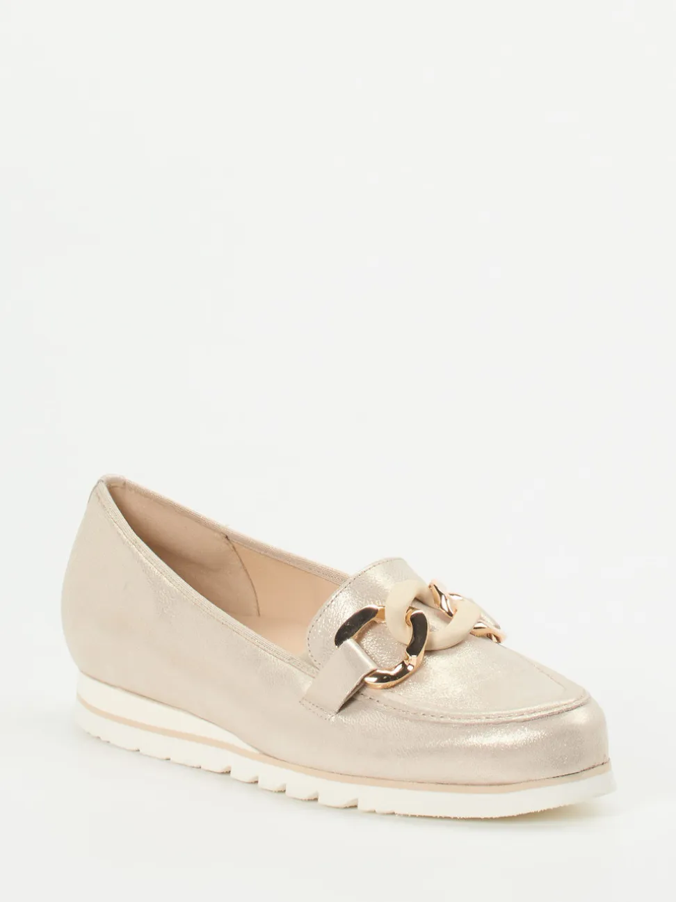 Hassia – Loafer aus Metallicleder Champagner-Beige