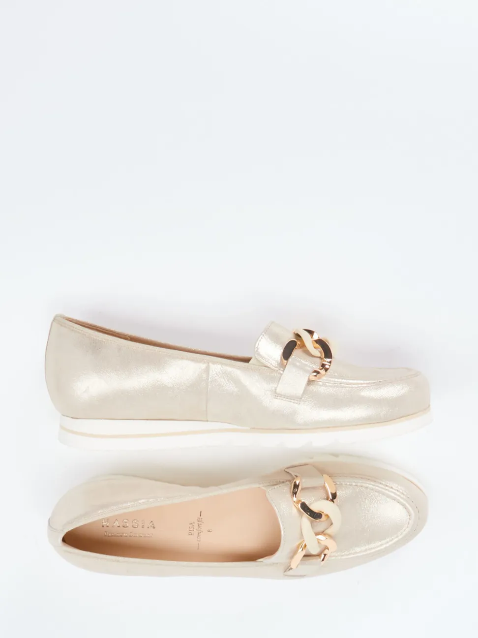 Hassia – Loafer aus Metallicleder Champagner-Beige