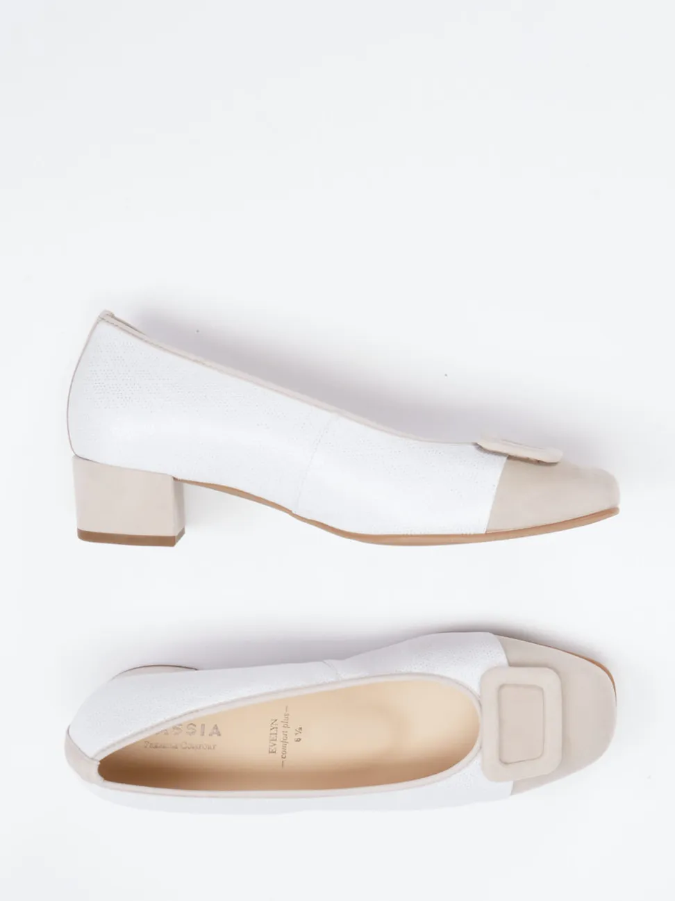 Hassia – Pumps aus Velourleder und Glattleder Weiß