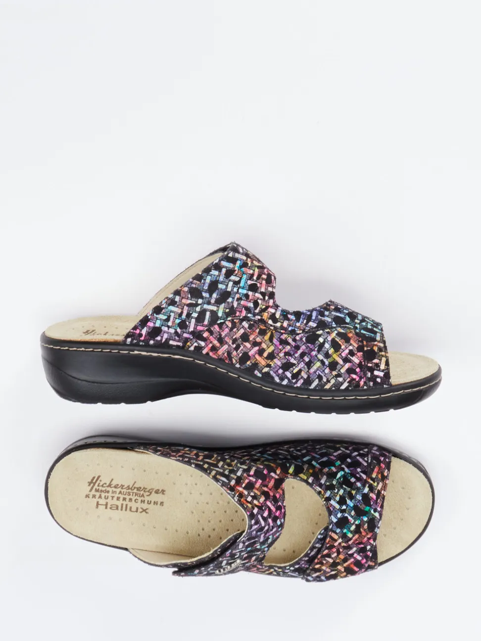 Hickersberger – Komfort-Pantolette aus geprägtem Leder Multicolor