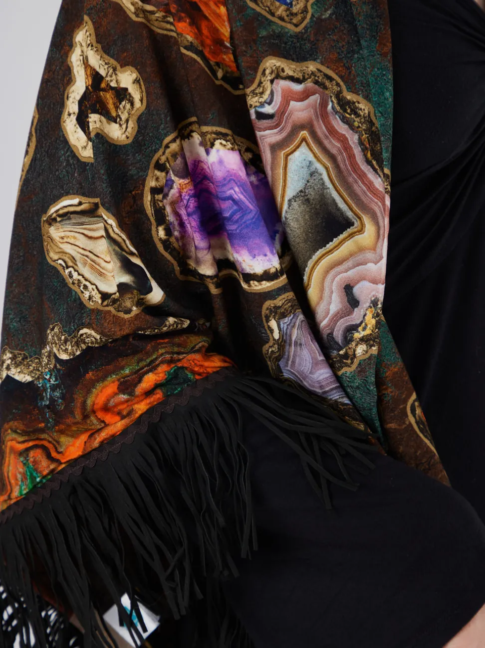 Katherina Loretta – Poncho aus Textil mit Edelstein-Print