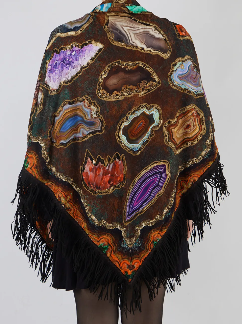 Katherina Loretta – Poncho aus Textil mit Edelstein-Print